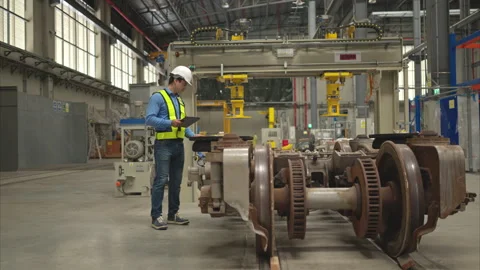 Electric train engineer inspect electric train machinery Vídeos de archivo 253794582