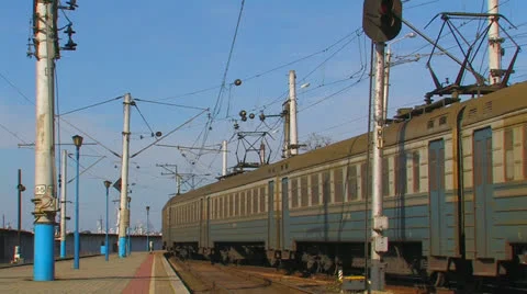 Electric train in motion. Stock Footage 27068977
