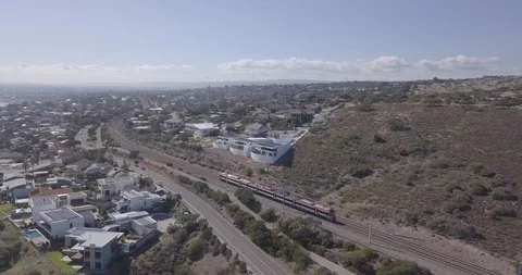 Electric train over Southern Adelaide, South Australia Stock Footage 108355292