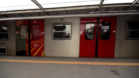 Electric train passing, Lima, Peru Stock Footage 52390615