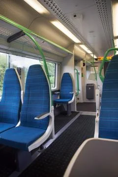 Electric train sits interior express Stock Photos