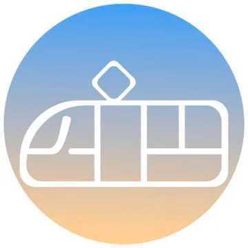 Electric train symbol of a set. White train icon, on gradient button. Stock Illustration