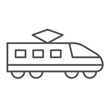 Electric train thin line icon, transportation symbol, Modern high speed train Stock Illustration
