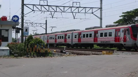 Electric train from Yogyakarta to Solo, in java indonesia. Stock Footage 291020525