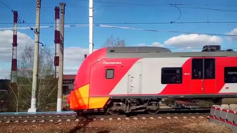 Electric trains. View from the train window Vídeos de archivo 75668834
