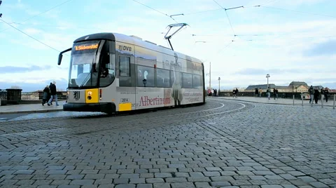 Electric tram in Dresden, Germany. Stock Footage 45867910
