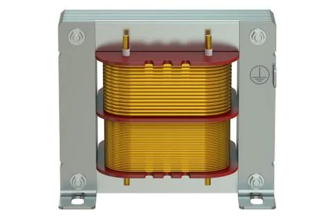 Electric transformer closeup, 3D rendering Ilustración de archivo
