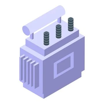 Electric transformer distributing electricity, isometric view of power equi.. Stock Illustration