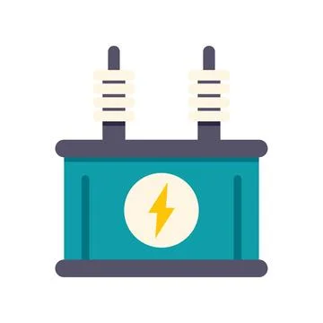 Electric transformer distributing power icon flat vector Stock Illustration
