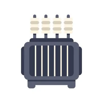 Electric transformer flat vector isolated icon illustrating power supply Stock Illustration