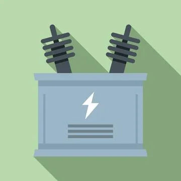Electric transformer icon, flat style 스톡 일러스트