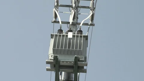 Electric transformer on pylon Видео 95906909