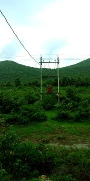 Electric transformer tower. Stock Photos
