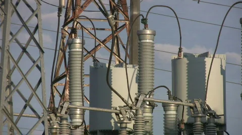 Electric transformers. Timelapse. Stock Footage