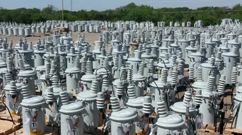 Electric Transformers in yard Stock-Footage 47973235