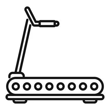 Electric treadmill machine for running training icon outline Stock Illustration