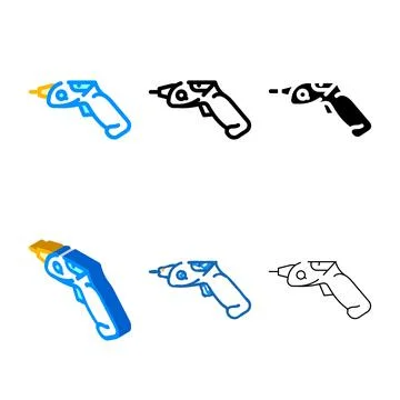 Electric types screwdrivers tool color icon vector Stock Illustration