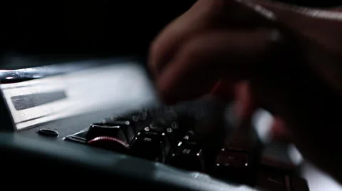 Electric typewriter hand typing focus pull 1 Stock Footage 47460893