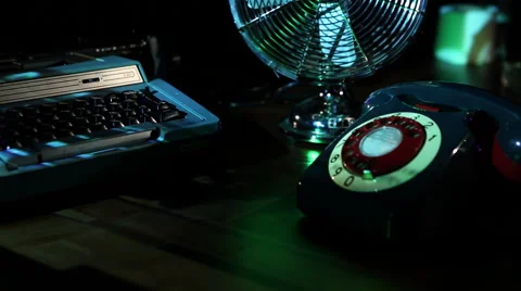 Electric typewriter writing desk projected typing track 1 Stock Footage 47460312