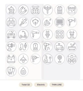 Electric Ultimate Vector Package with 32 Retina Ready Thin Line Detail Enha.. Stock Illustration