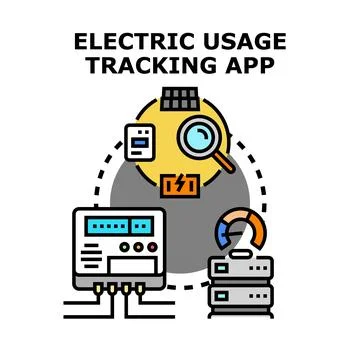 Electric usage data tracking and smart energy management app Stock Illustration