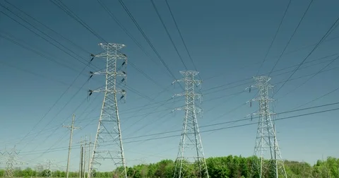 Electric Utilitiy electrical grid high voltage Powergrid critical infrastructure Stock Footage 74666334
