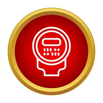 Electric utility meter icon isolated on a red background Stock Illustration
