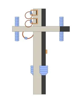 Electric utility pole 2D cartoon object Stock Illustration