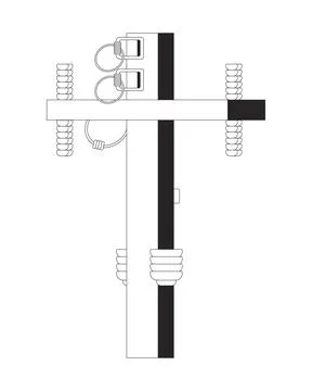 Electric utility pole 2D line object Stock Illustration