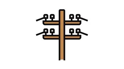 Electric utility pole electrical engineer color icon animation Stock Footage 326107617