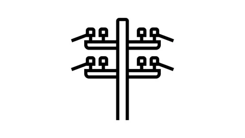 Electric utility pole electrical engineer line icon animation Stock Footage 326133338