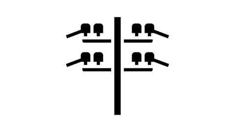 Electric utility pole electrical engineer glyph icon animation Stock Footage 326154661