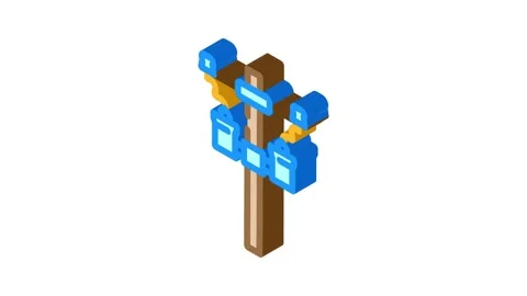 Electric utility pole electrical engineer isometric icon animation Stock Footage 327292367