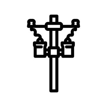 Electric utility pole electrical engineer line icon vector illustration イラスト素材