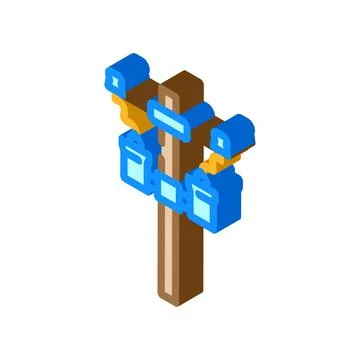 Electric utility pole electrical engineer isometric icon vector illustration Illustrazione stock