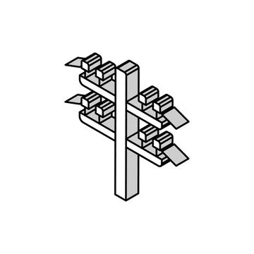 Electric utility pole electrical engineer isometric icon vector illustration イラスト素材