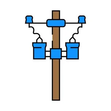 Electric utility pole electrical engineer icon color illustration Stock Illustration
