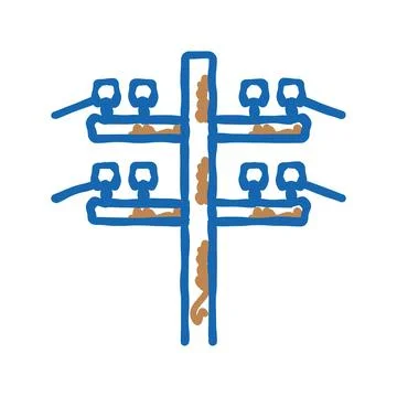 Electric utility pole electrical engineer icon doodle illustration Stock Illustration