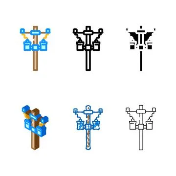 Electric utility pole electrical engineer pack color icon vector Stock Illustration