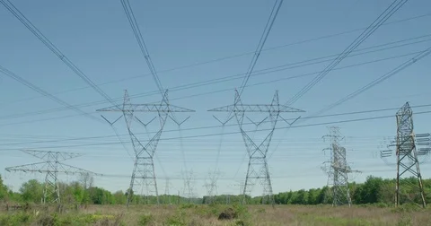 Electric utility power lines static criss cross electrical grid stock footage Stock Footage 74708971