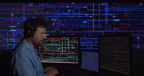 Electric Utility Smart Operations Center Power Grid Monitoring Stock Footage 160092644