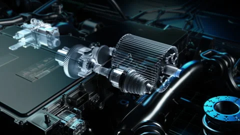 Electric Vehicle Advanced Powertrain Component System Stock Footage 327912374