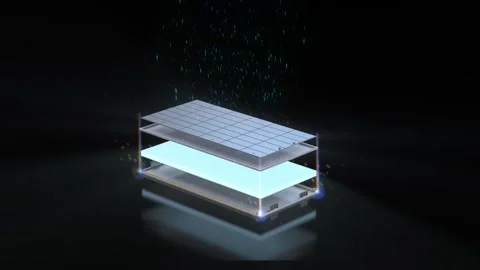 Electric vehicle battery or pack of lithium-ion battery cells explode in layered Stock Footage 307828918