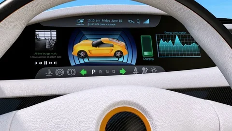 Electric vehicle center display Interface concept Stock Footage 75739990