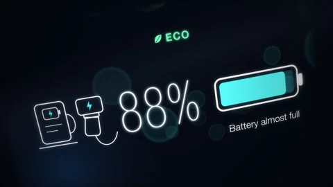 Electric Vehicle Charge Indicator Bar Night Cluster Screen 스톡 동영상 343380788