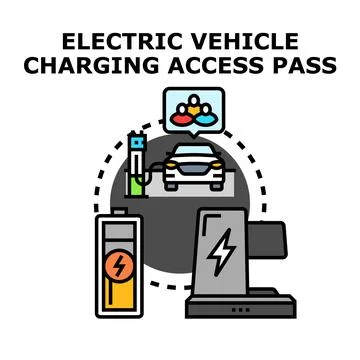 Electric vehicle charging access pass concept Stock Illustration