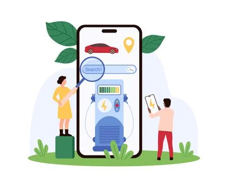 Electric Vehicle Charging App Interface Stock Illustration