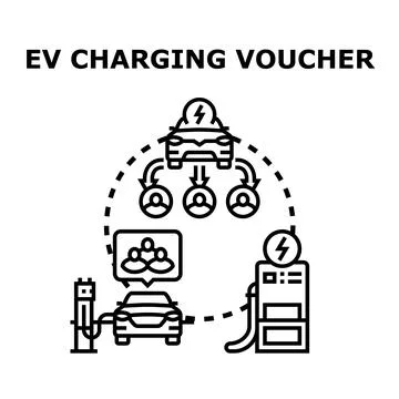 Electric vehicle charging discount program concept Stock Illustration