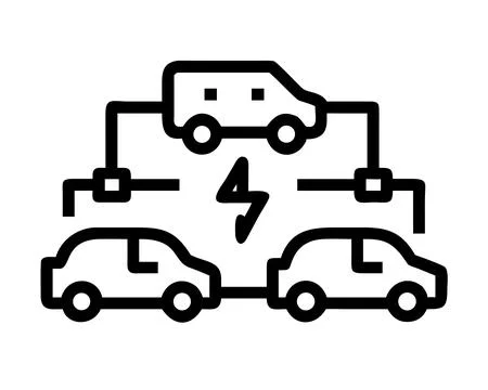 Electric Vehicle Charging Network with Multiple Cars Illustration Stock Illustration