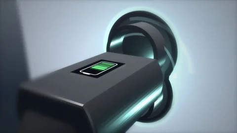 Electric Vehicle Charging Plug Macro Green Battery Indicator 動画素材 343380829